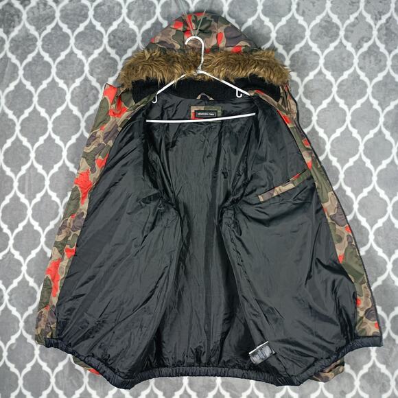 Members Only Jacket Mens XL Camo Black Hooded Faux Fur Lined Puffer Coat Warm - Picture 4 of 14